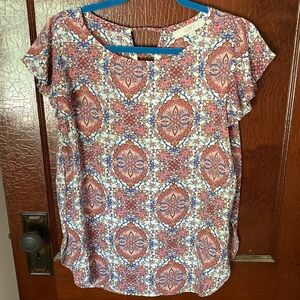 LOFT Multicolor Patterned Blouse sz small